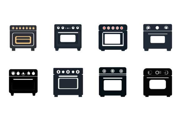 Burning Gas Stove Icons Set – Editable AI & EPS Collection