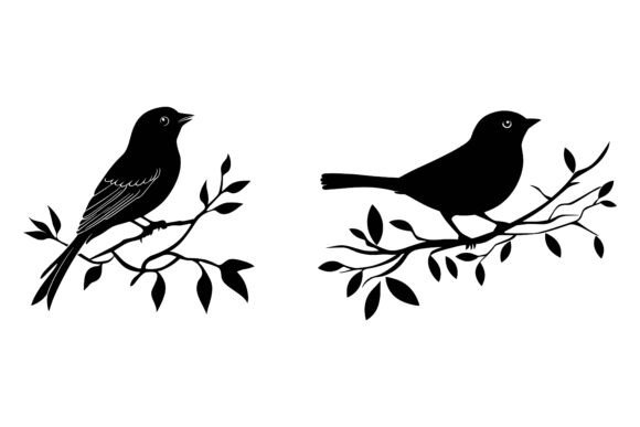 Elevating Visual Narratives with a Versatile Birds on Tree Branch Illustration Set