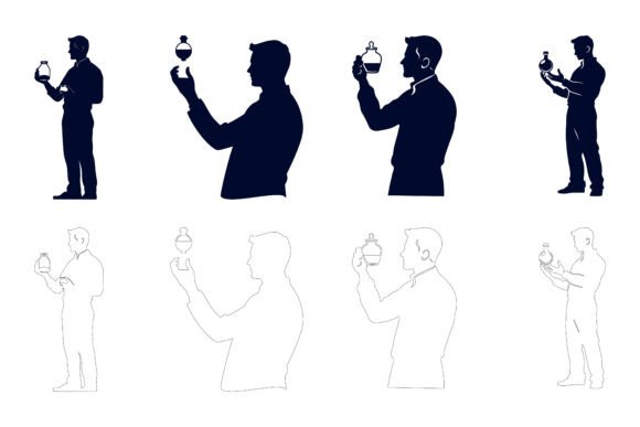 Scientists Working Research in Chemical Illustration Set