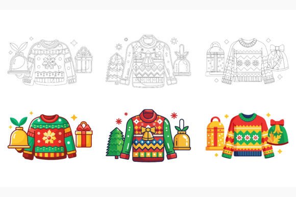 Transforming Christmas Sweater Designs with Photoshop and AI EPS Illustration Sets