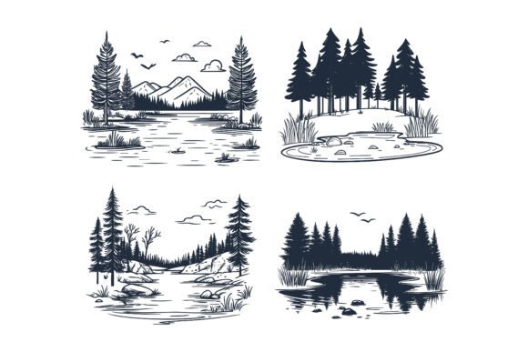 Vector Mountain and Forest Set